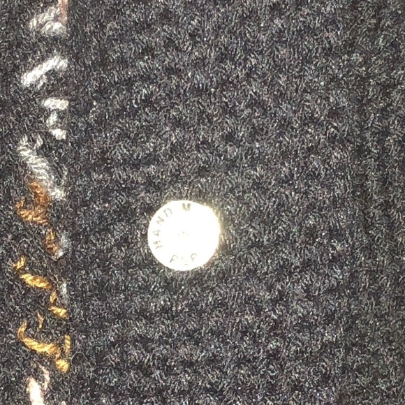 HAND Knit Bucket Hat Black w Grey Brown Diamond Pattern Made in Peru - Picture 4 of 4